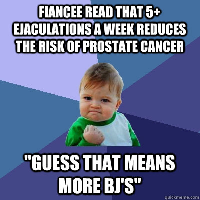 fiancee read that 5+ ejaculations a week reduces the risk of prostate cancer 