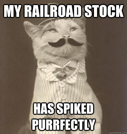 my railroad stock has spiked purrfectly  Original Business Cat