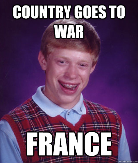 Country goes to war France  Bad Luck Brian