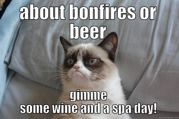 ABOUT BONFIRES OR BEER GIMME SOME WINE AND A SPA DAY! Grumpy Cat