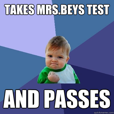 TAkes MRs.BEys TEst and PAsses  Success Kid