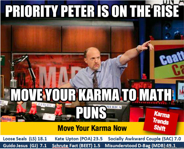 Priority peter is on the rise Move your karma to math puns  Jim Kramer with updated ticker