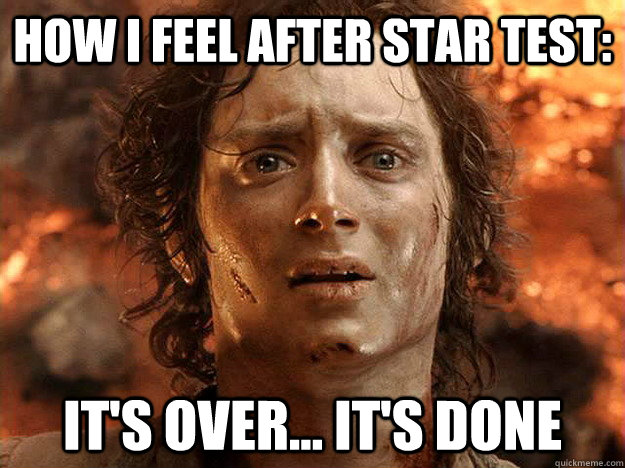 How I feel after STAR test: It's over... it's done  frodo