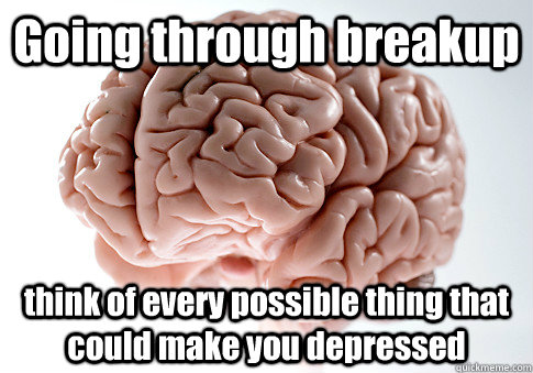 Going through breakup think of every possible thing that could make you depressed  - Going through breakup think of every possible thing that could make you depressed   Scumbag Brain