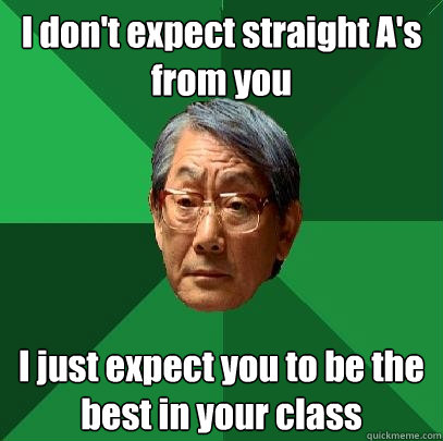 I don't expect straight A's from you I just expect you to be the best in your class  High Expectations Asian Father