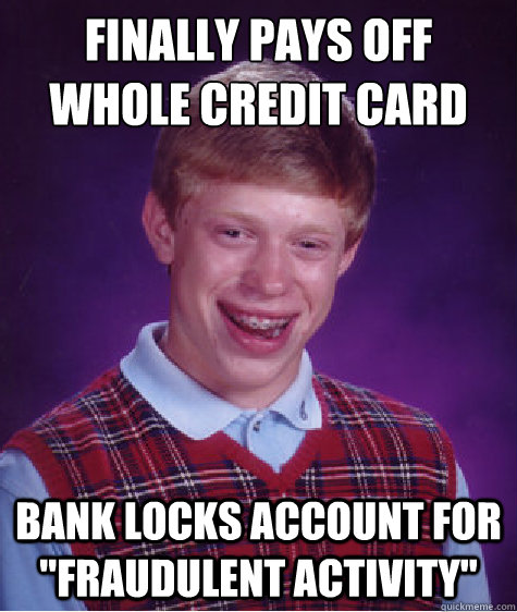 finally pays off whole credit card bank locks account for  