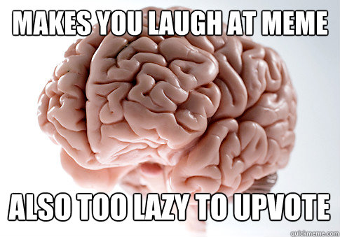 makes you laugh at meme also too lazy to upvote - makes you laugh at meme also too lazy to upvote  Scumbag Brain