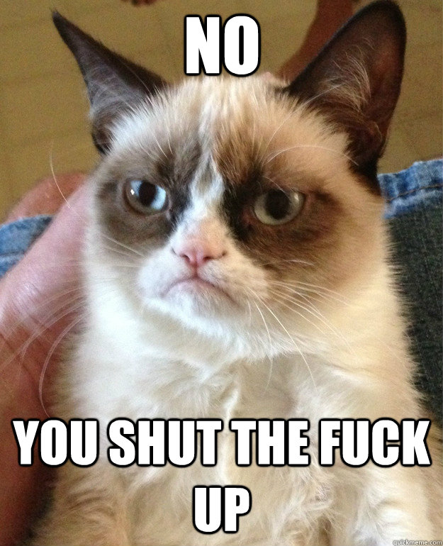 no you shut the fuck up  Grumpy Cat