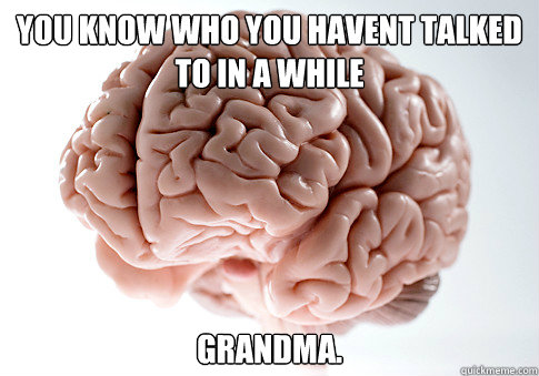 You know who you havent talked to in a while grandma.  Scumbag Brain