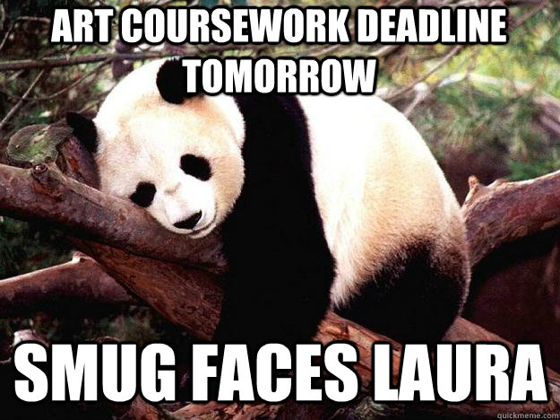 ART COURSEWORK DEADLINE TOMORROW SMUG FACES LAURA  Procrastination Panda