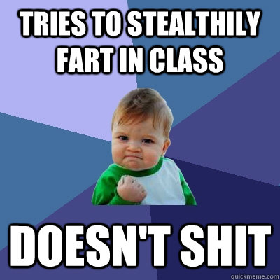 Tries to stealthily fart in class doesn't shit  Success Kid