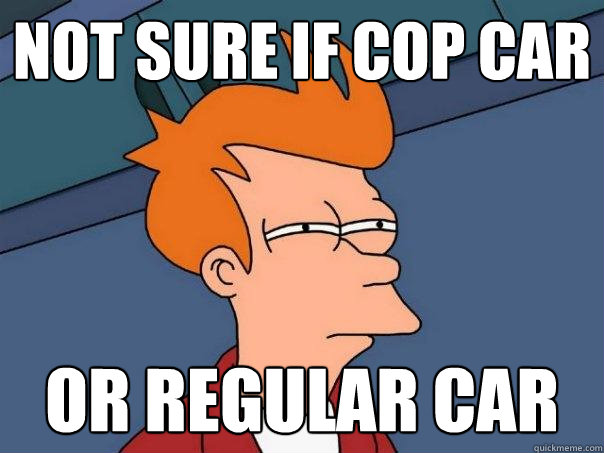 NOT SURE IF Cop car OR regular car  Futurama Fry