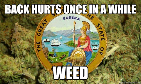 Back hurts once in a while weed  Medical California