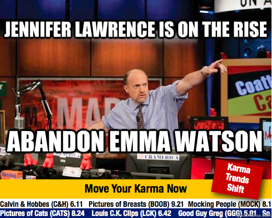 jennifer lawrence is on the rise abandon emma watson  Mad Karma with Jim Cramer