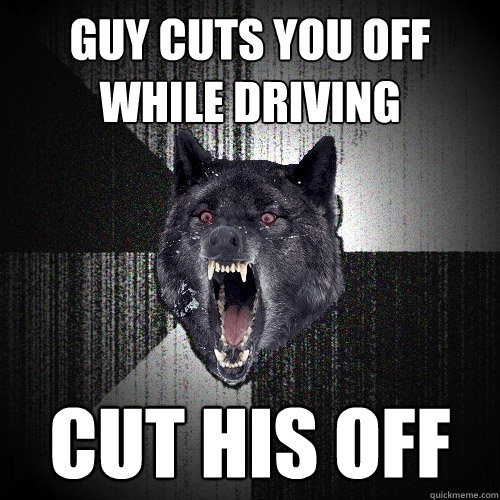 Guy cuts you off while driving Cut his off  Insanity Wolf