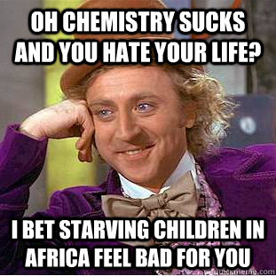 Oh Chemistry sucks and you hate your life? I bet starving children in Africa feel bad for you  Condescending Wonka