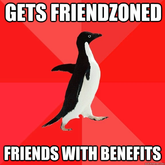 Gets friendzoned friends with benefits  Socially Awesome Penguin