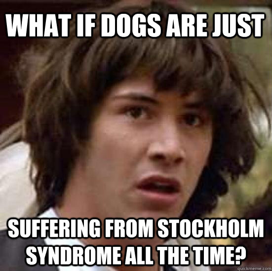 What if dogs are just suffering from Stockholm Syndrome all the time?  conspiracy keanu