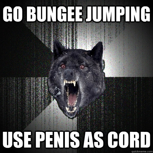 go bungee jumping use penis as cord  Insanity Wolf