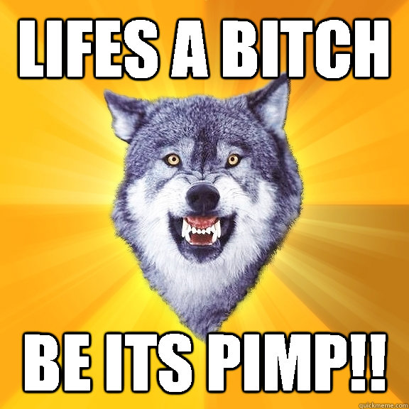 LIFes a bitch be its pimp!!  Courage Wolf