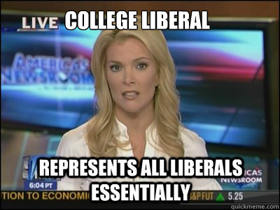 College Liberal Represents all liberals essentially  Megyn Kelly