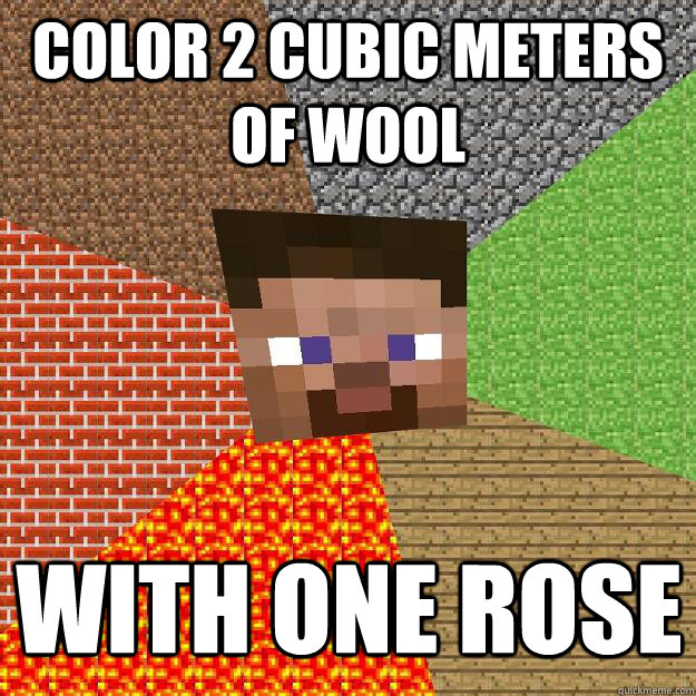 color 2 cubic meters of wool with one rose - color 2 cubic meters of wool with one rose  Minecraft