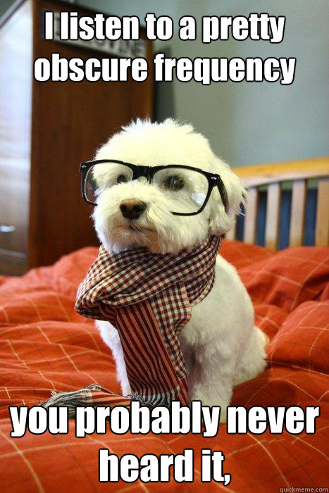 I listen to a pretty obscure frequency you probably never heard it,   Hipster Dog