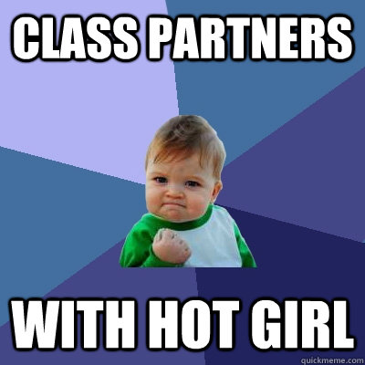 class partners with hot girl  Success Kid