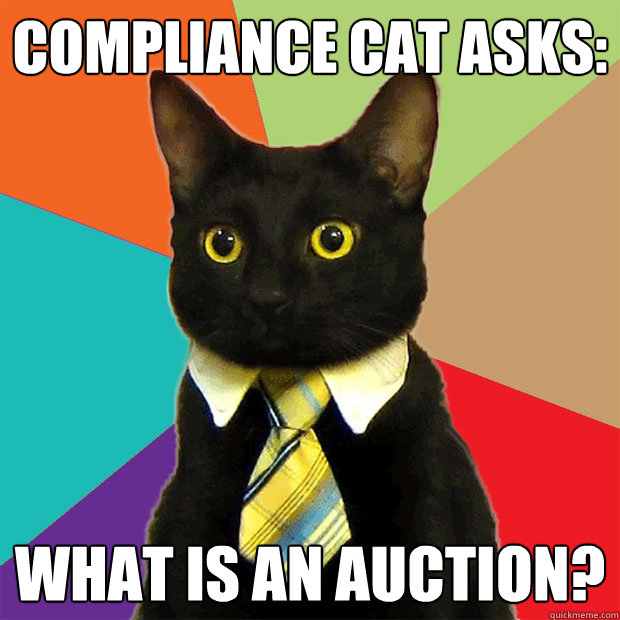 Compliance Cat Asks: What is an Auction?  Business Cat