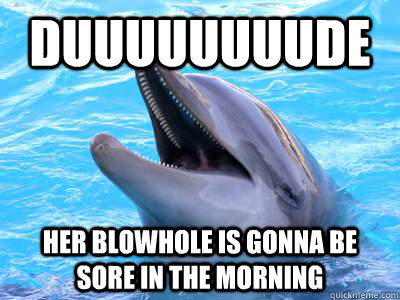 Duuuuuuuude her blowhole is gonna be sore in the morning - Duuuuuuuude her blowhole is gonna be sore in the morning  Fratty Dolphin