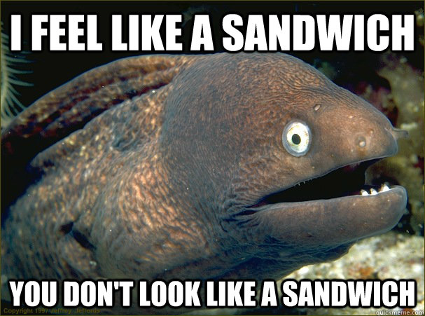 i feel like a sandwich you don't look like a sandwich - i feel like a sandwich you don't look like a sandwich  Bad Joke Eel