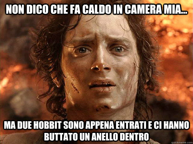 Non dico che fa caldo in camera mia... ma due hobbit sono appena entrati e ci hanno buttato un anello dentro  frodo