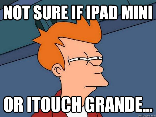 Not sure if Ipad mini or itouch grande... - Not sure if Ipad mini or itouch grande...  Futurama Fry