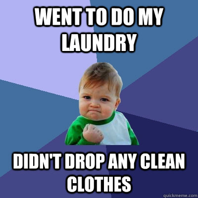 Went to do my laundry  didn't drop any clean clothes  Success Kid