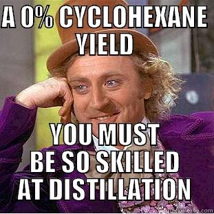 Distillation skill - A 0% CYCLOHEXANE YIELD YOU MUST BE SO SKILLED AT DISTILLATION Condescending Wonka