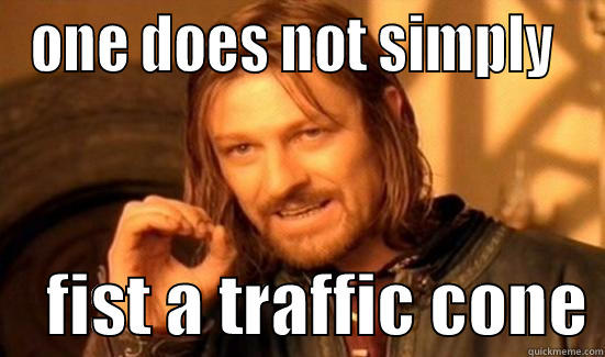 ONE DOES NOT SIMPLY      FIST A TRAFFIC CONE Boromir