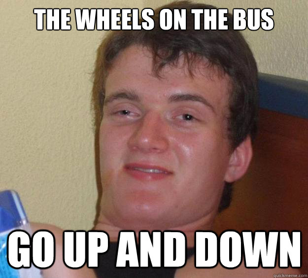 the wheels on the bus go up and down  10 Guy