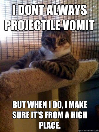 I dont always projectile vomit but when I do, I make sure it's from a high place.  The Most Interesting Cat in the World