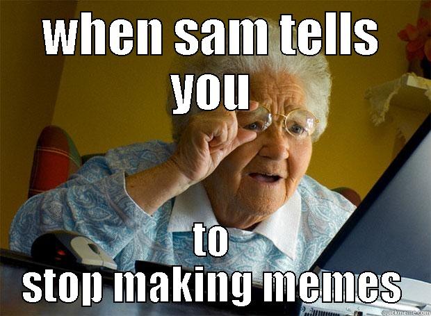 WHEN SAM TELLS YOU TO STOP MAKING MEMES Grandma finds the Internet