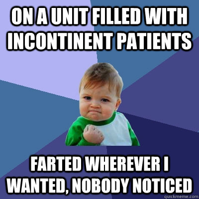 On a unit filled with incontinent patients farted wherever I wanted, nobody noticed - On a unit filled with incontinent patients farted wherever I wanted, nobody noticed  Success Kid