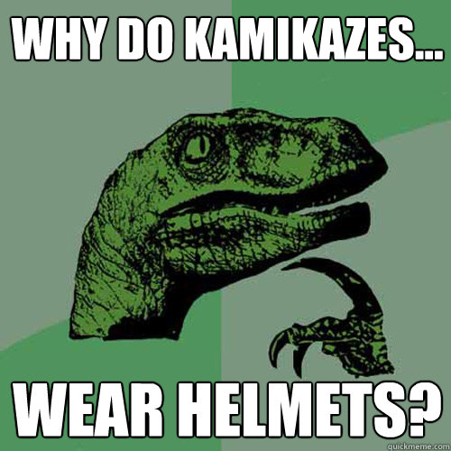 Why do kamikazes... wear helmets?  Philosoraptor