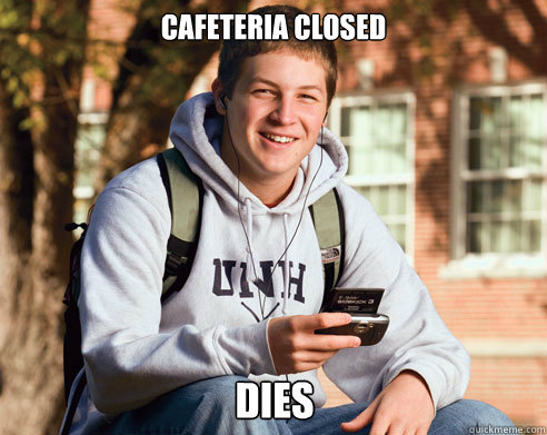 Cafeteria closed  dies - Cafeteria closed  dies  College Freshman