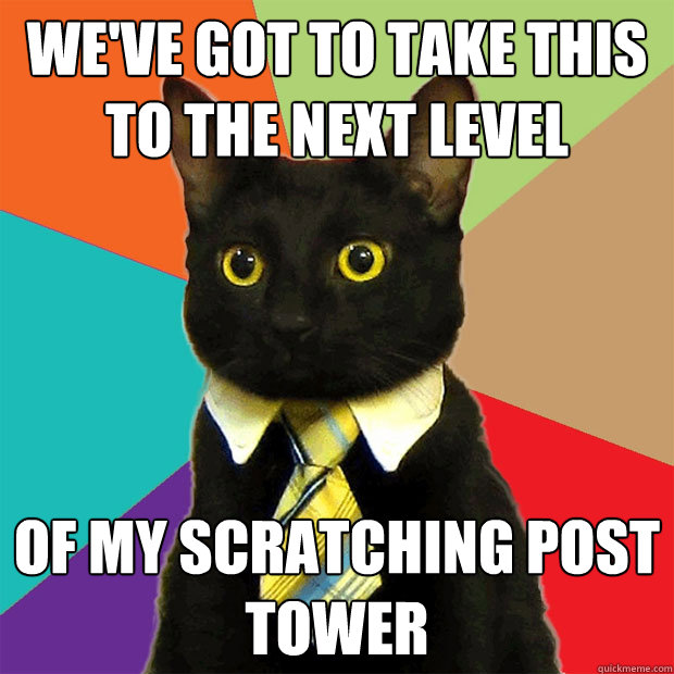 We've got to take this to the next level of my scratching post tower  Business Cat