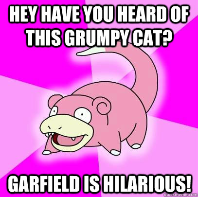 Hey have you heard of this grumpy cat? Garfield is hilarious!  Slowpoke