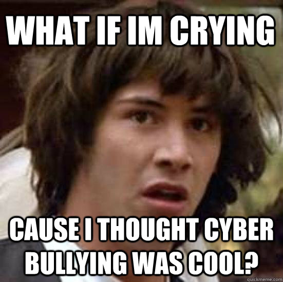 what if im crying cause i thought cyber bullying was cool?  conspiracy keanu