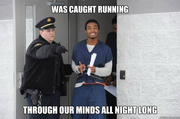 was caught running through our minds all night long  Ridiculously Photogenic Prisoner