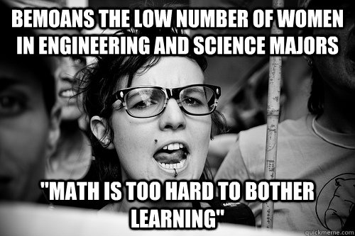 Bemoans the low number of women in engineering and science majors 