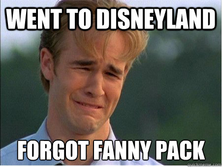 Went to Disneyland forgot Fanny pack  1990s Problems