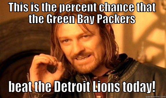 NFL greats - THIS IS THE PERCENT CHANCE THAT THE GREEN BAY PACKERS BEAT THE DETROIT LIONS TODAY! One Does Not Simply