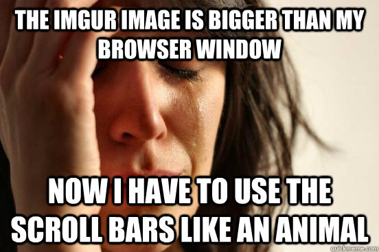 The IMGUR image is bigger than my browser window now i have to use the scroll bars like an animal - The IMGUR image is bigger than my browser window now i have to use the scroll bars like an animal  First World Problems